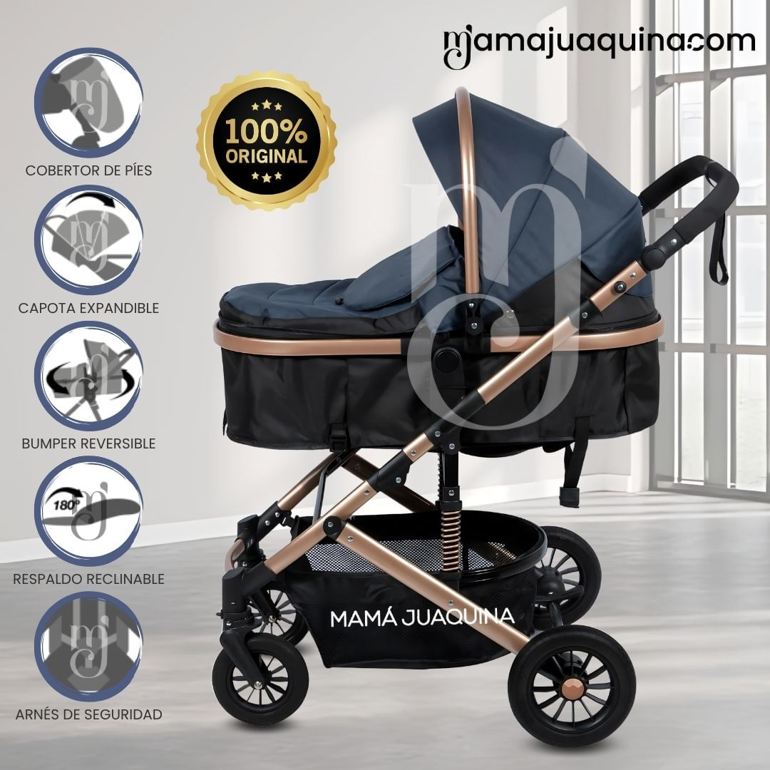 Coche Cuna Moisés de Lujo «MILLION COMFORT» Azul