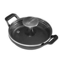 Mini Cazuela H.Fundido 14 cm Esmaltada c/Tapa Vidrio - MEGA IMPORT
