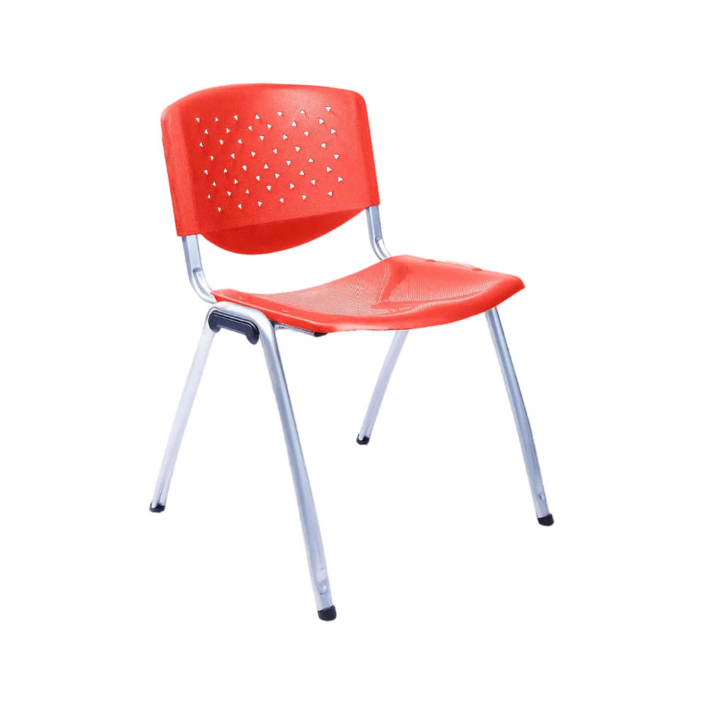 Silla Fija De Visita Prisma Rojo Tubo Gris Ofideas