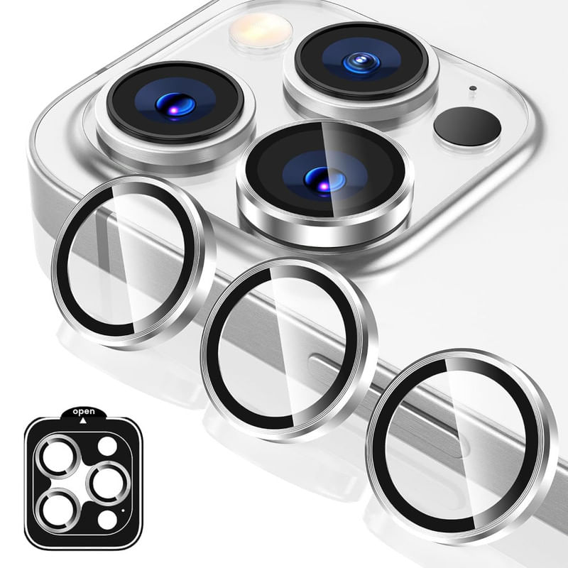 PROTECTOR DE CAMARA METALICO COMPATIBLE CON IPHONE 16 PRO MAX-16 PRO SILVER