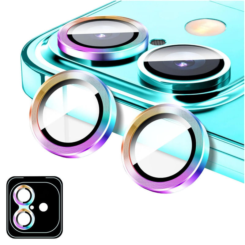 PROTECTOR DE CAMARA METALICO COMPATIBLE CON IPHONE 16-16 PLUS RAINBOW
