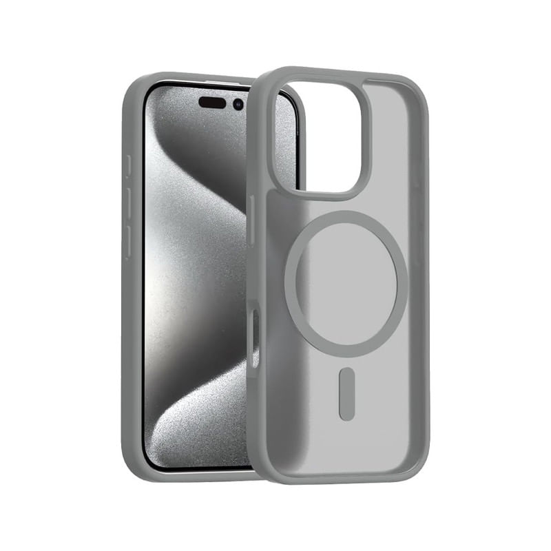 CASE COMPATIBLE CON IPHONE 16 MAGSAFE PLOMO