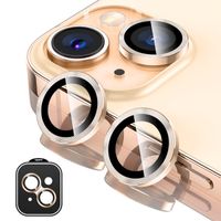 PROTECTOR DE CAMARA METALICO COMPATIBLE CON IPHONE 15-15 MINI GOLDEN