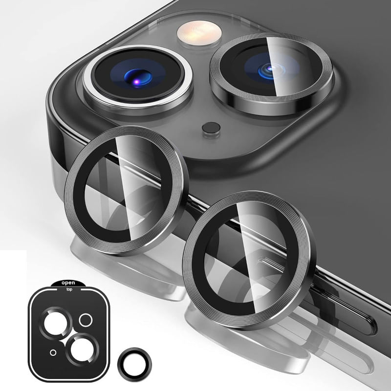PROTECTOR DE CAMARA METALICO COMPATIBLE CON IPHONE 15-15 MINI GRAPHITE