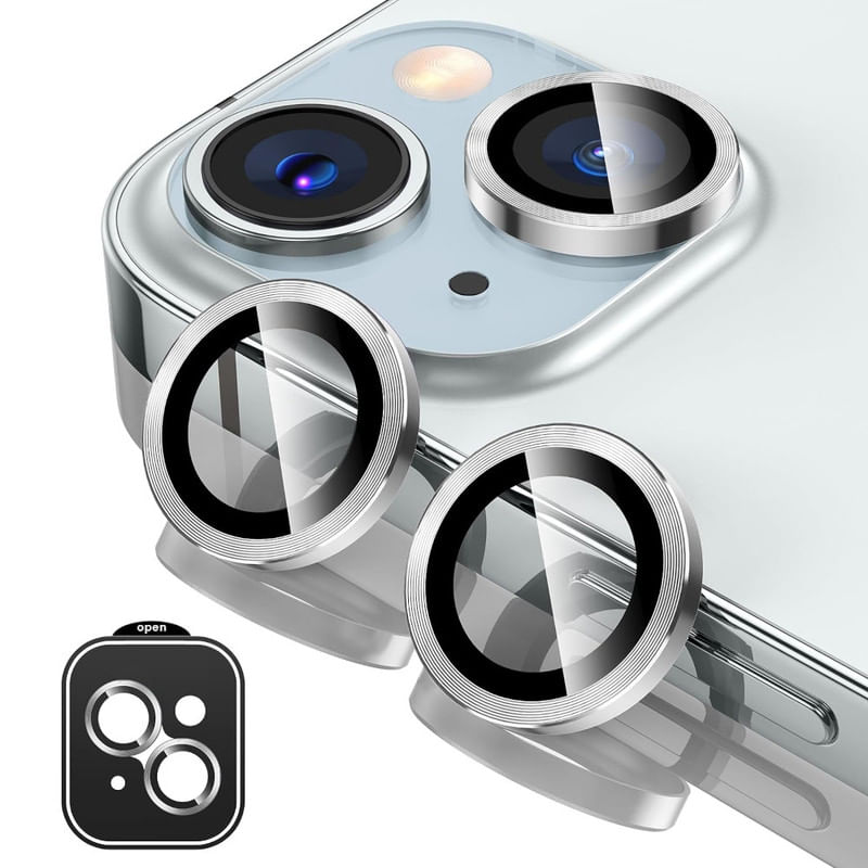 PROTECTOR DE CAMARA METALICO COMPATIBLE CON IPHONE 15-15 MINI SILVER