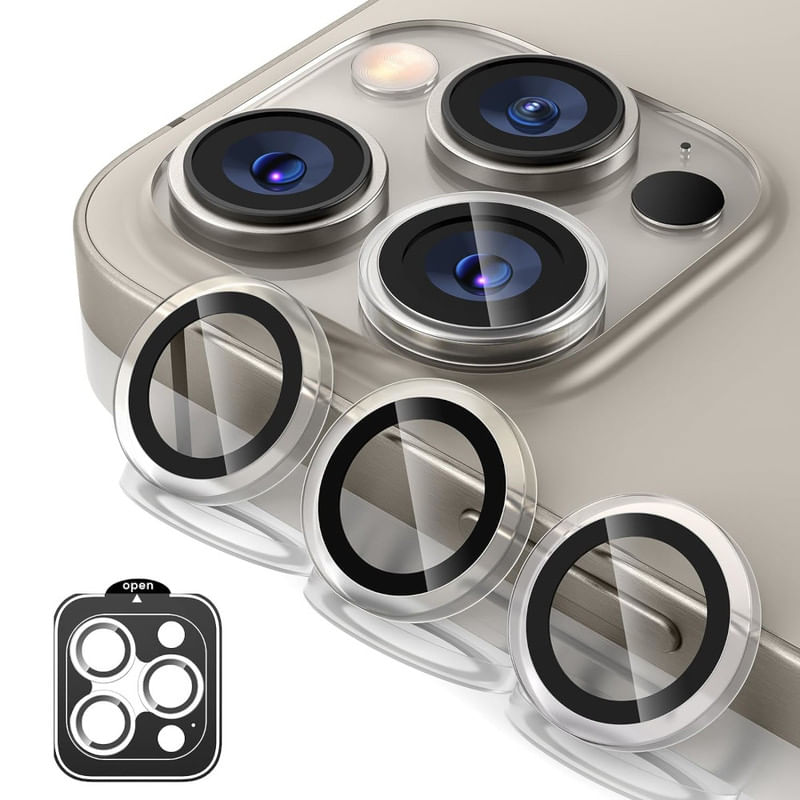 PROTECTOR DE CAMARA METALICO COMPATIBLE CON IPHONE 15 PRO MAX-15 PRO CLEAR