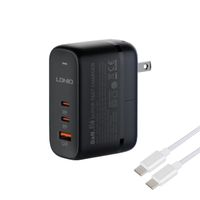CARGADOR DE 65W CARGA ULTRA RAPIDA LDNIO Q366 INCLUYE CABLE TIPO C Y PLUGS UK EU Y US