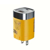 CARGADOR TRANSFORMERS TF-K02 DE 33W CARGA RAPIDA 1 USB-C Y 1 USB-A AMARILLO