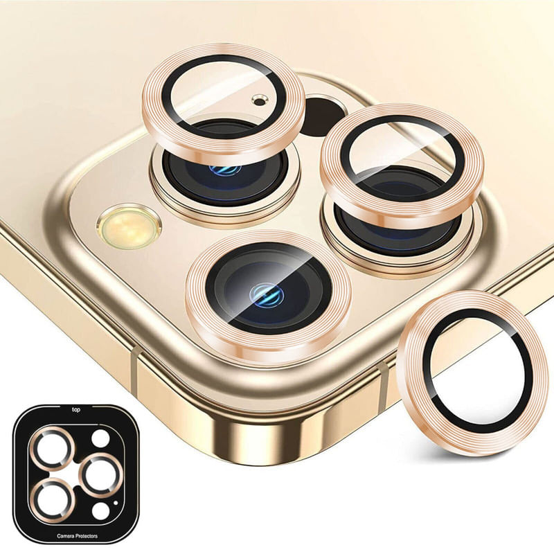 PROTECTOR DE CAMARA METALICO COMPATIBLE CON IPHONE 15 PRO MAX-15 PRO GOLDEN