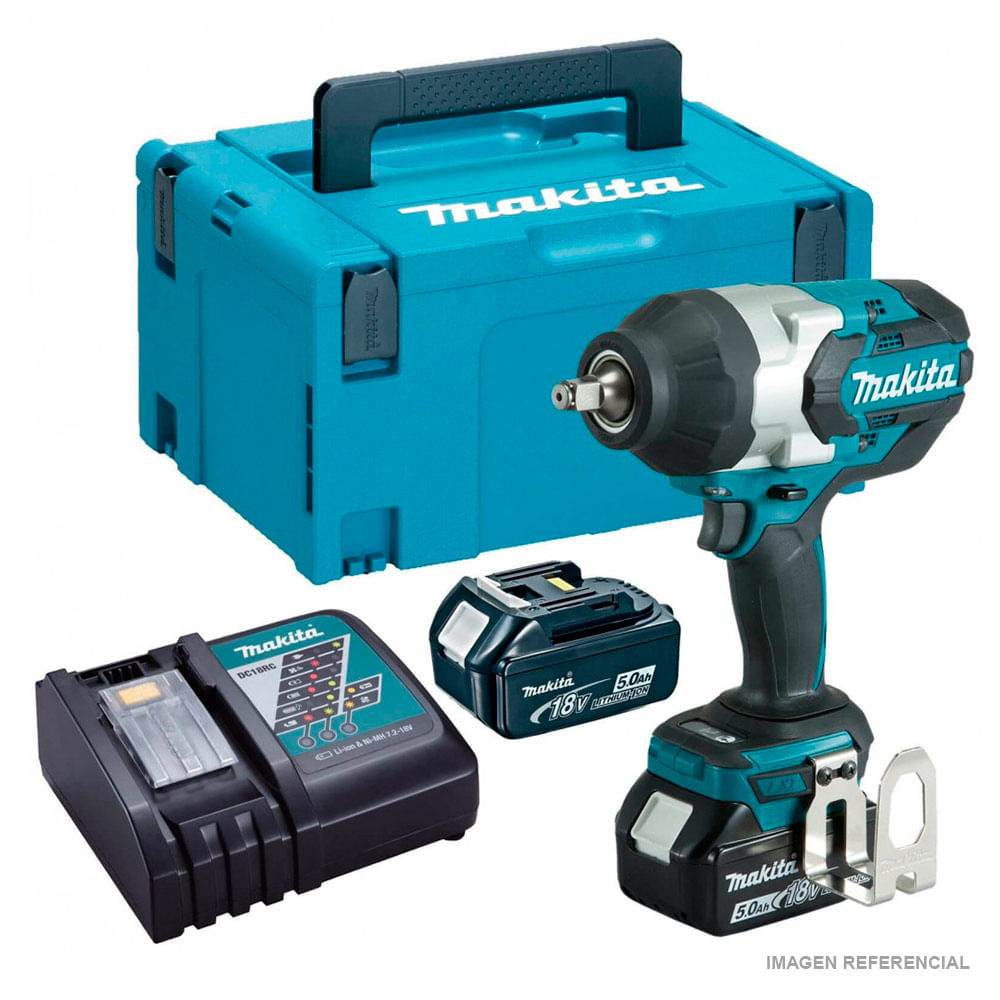 Llave de Impacto Inalámbrico Makita BL LXT 18V 1/2"" 1000 Nm DTW1002RTJ 2Baterías x 5.0 Ah + Cargador