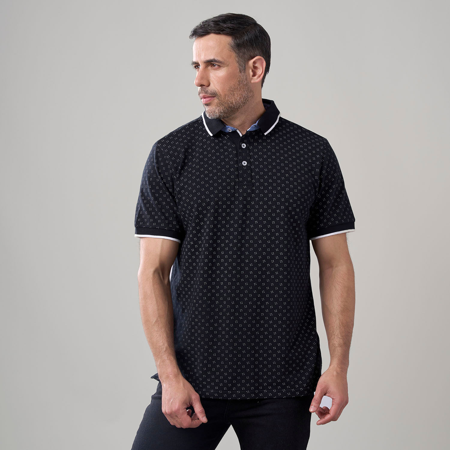 Polo Hombre Madison Print Cuello Borde Manga Corta