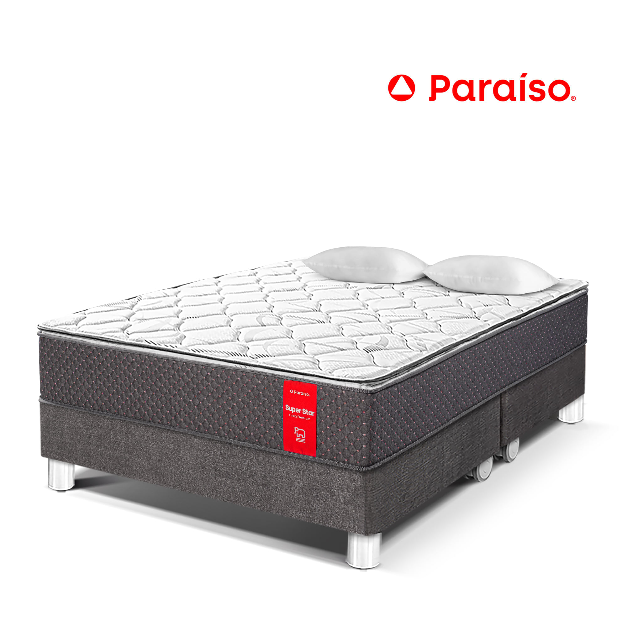 Cama PARAÍSO Superstar One Side King + 2 Almohadas + Protector