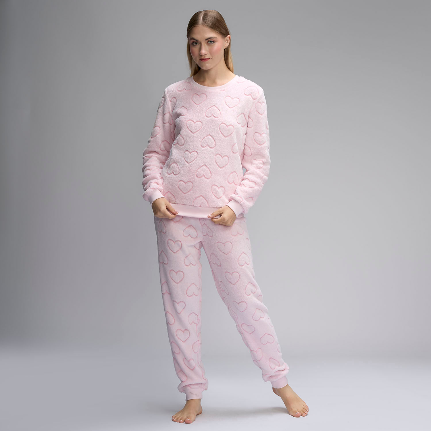 Pijama Mujer Embossed Coral Hypnotic Manga Larga