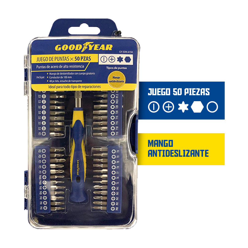 Destornillador Puntas Precisión Goodyear GY-SDK-6150 Set 50 Piezas
