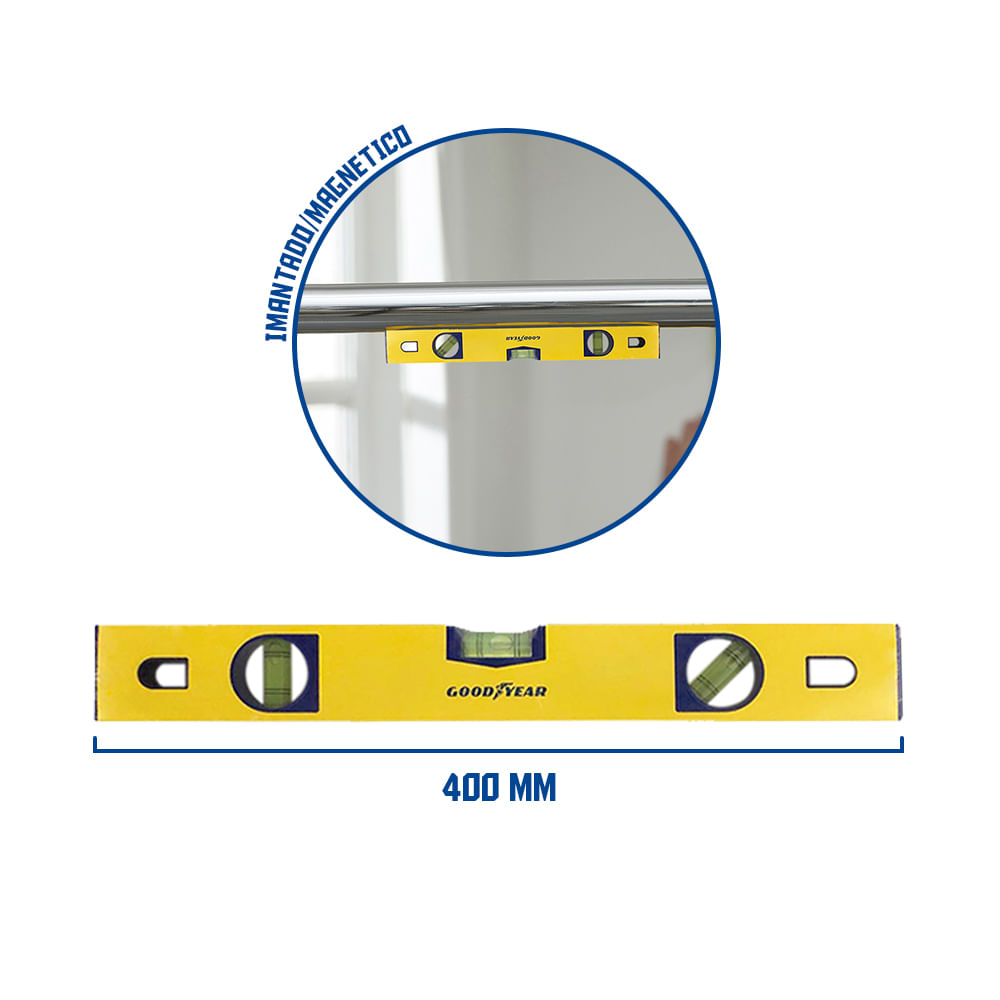 Nivel Magnetico Imantado Goodyear GY-LV-5002 400 mm CRV