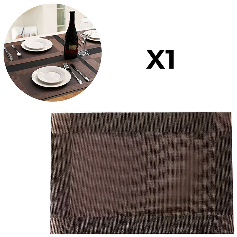 Mantel Individual Rectangular Set x 1 de Mesa Minimalista Easy&Home Marron Oscuro