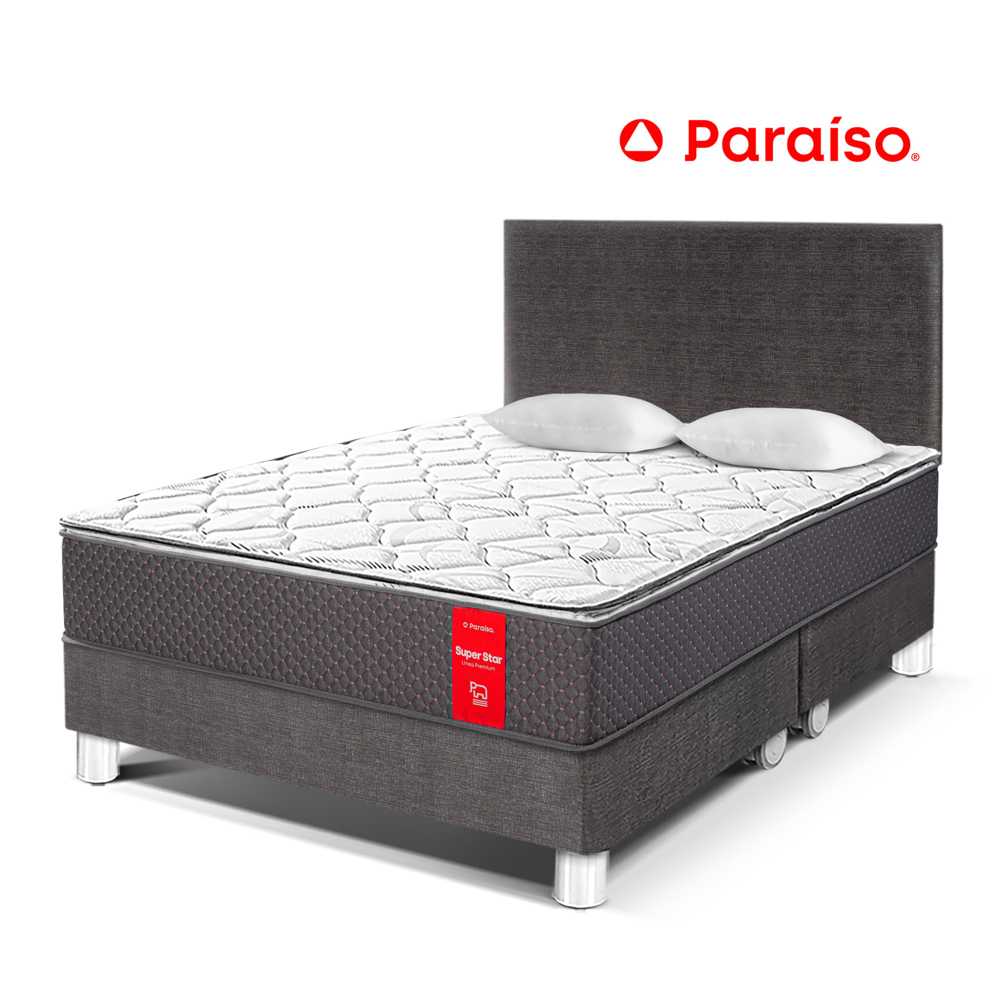 Dormitorio PARAISO Super Star Queen + 2 Almohadas + Protector