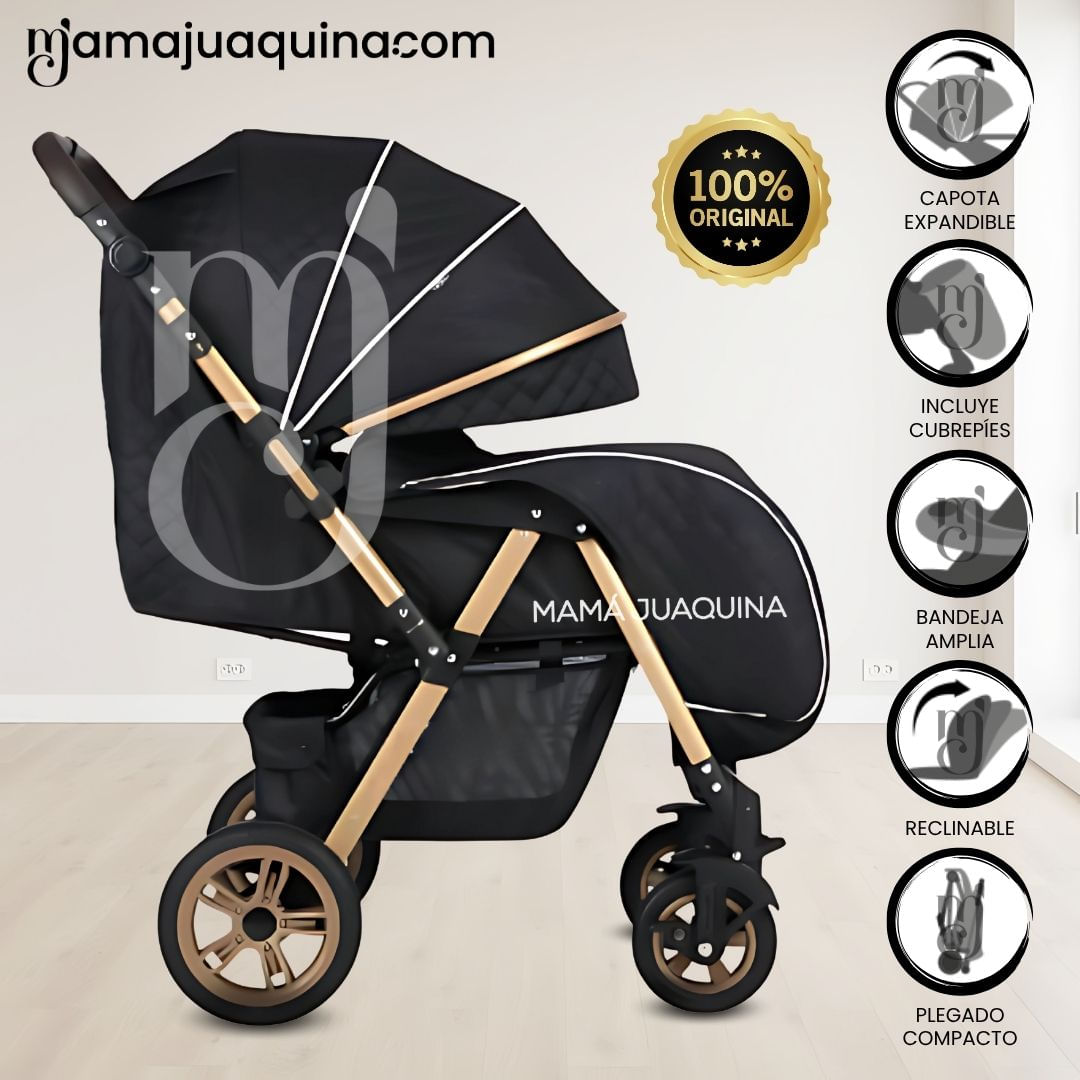 Coche Moisés Con Accesorios «VALEN» Negro
