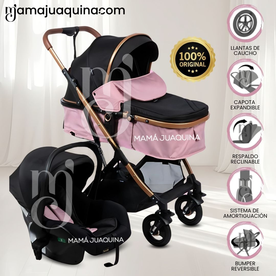 Coche Cuna Travel System «RONDA PRIME» con Porta bebé Rosa