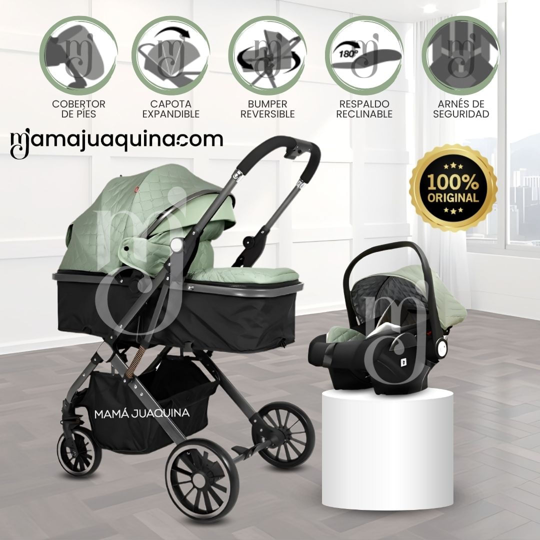 Coche Cuna Moisés de Lujo «XPAIN» Verde