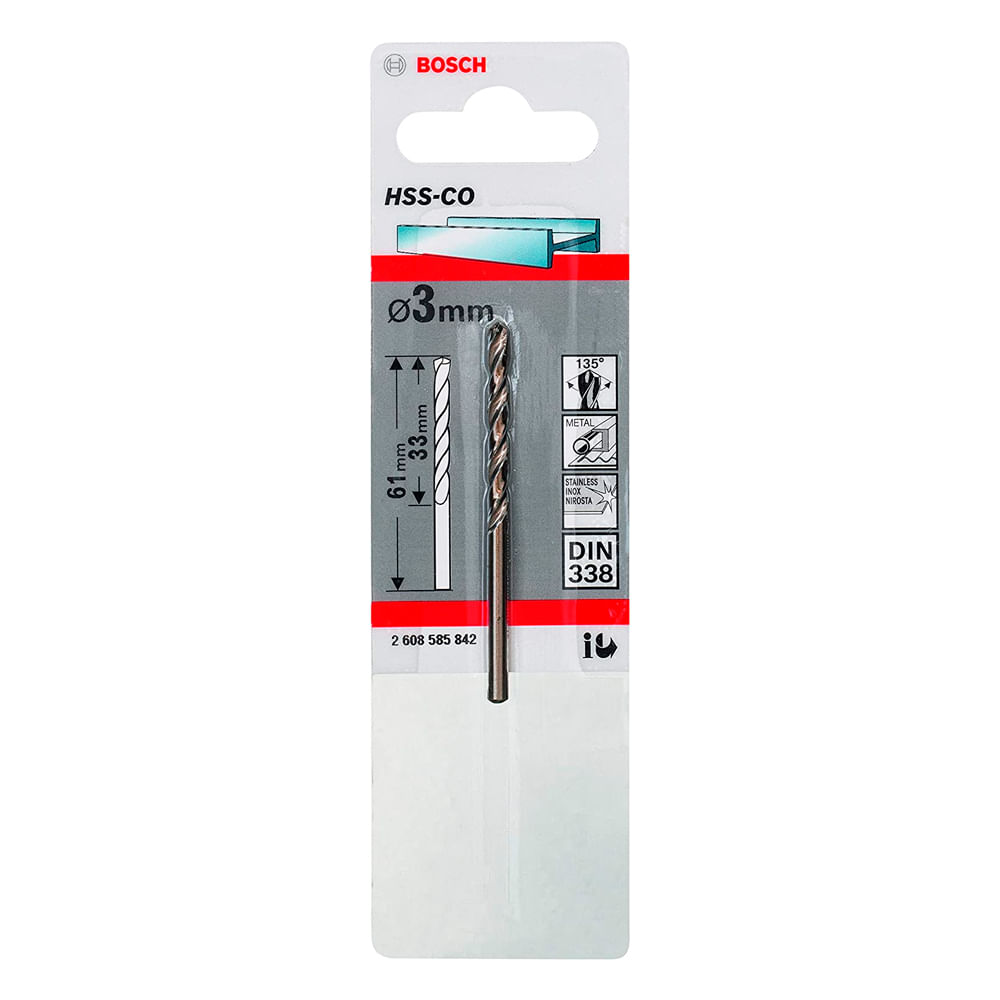 Bosch Broca Metal Cobalto HSS-Co 3.0 x 33 x 61