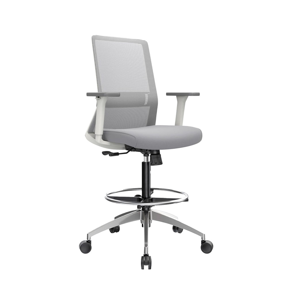 Silla Cajero Ergonómica Con Apoyabrazos Twist Gris Aluminio Ofideas