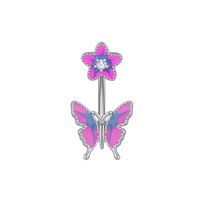 Piercing para ombligo mariposa rosada y morada