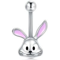 Piercing para ombligo conejo plateado