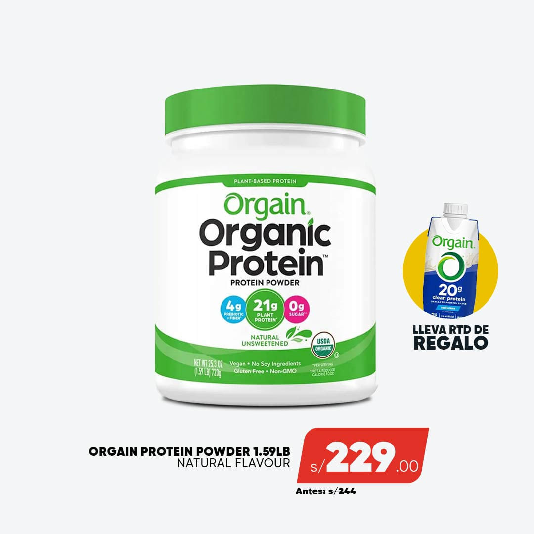 PACK ORGAIN PROTEIN NATURAL 1.59LB + RTD REGALO