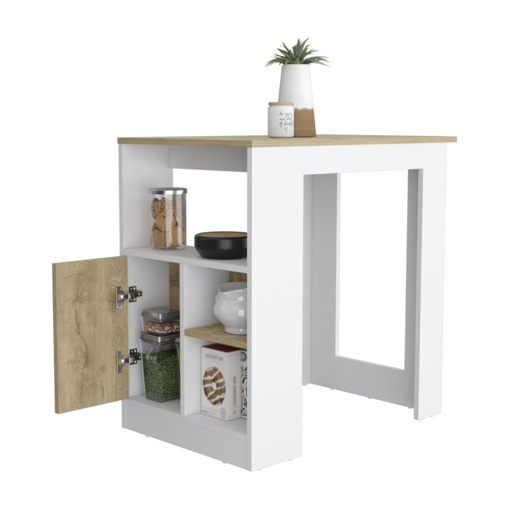 Isla de Cocina Tuhome Stirling 1 Puerta Blanco/Macadamia