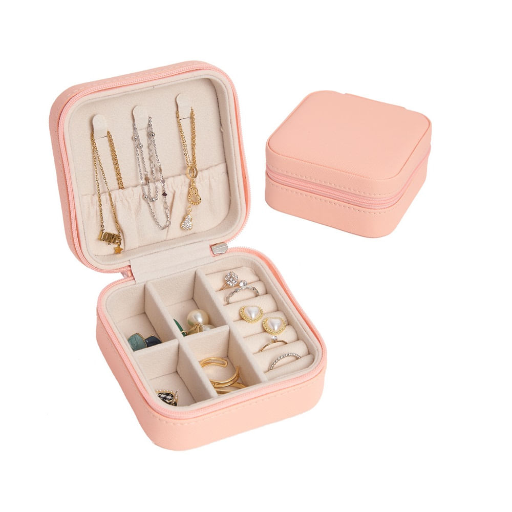 Mini Joyero portátil con cierre organizador - Rosa