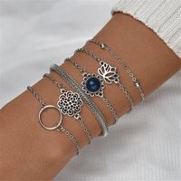 Set x 6 pulseras plateadas flor de loto para mujer