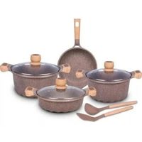 Juego De Olla Roca Volcanica Antiadherente 9pcs Café - MGC