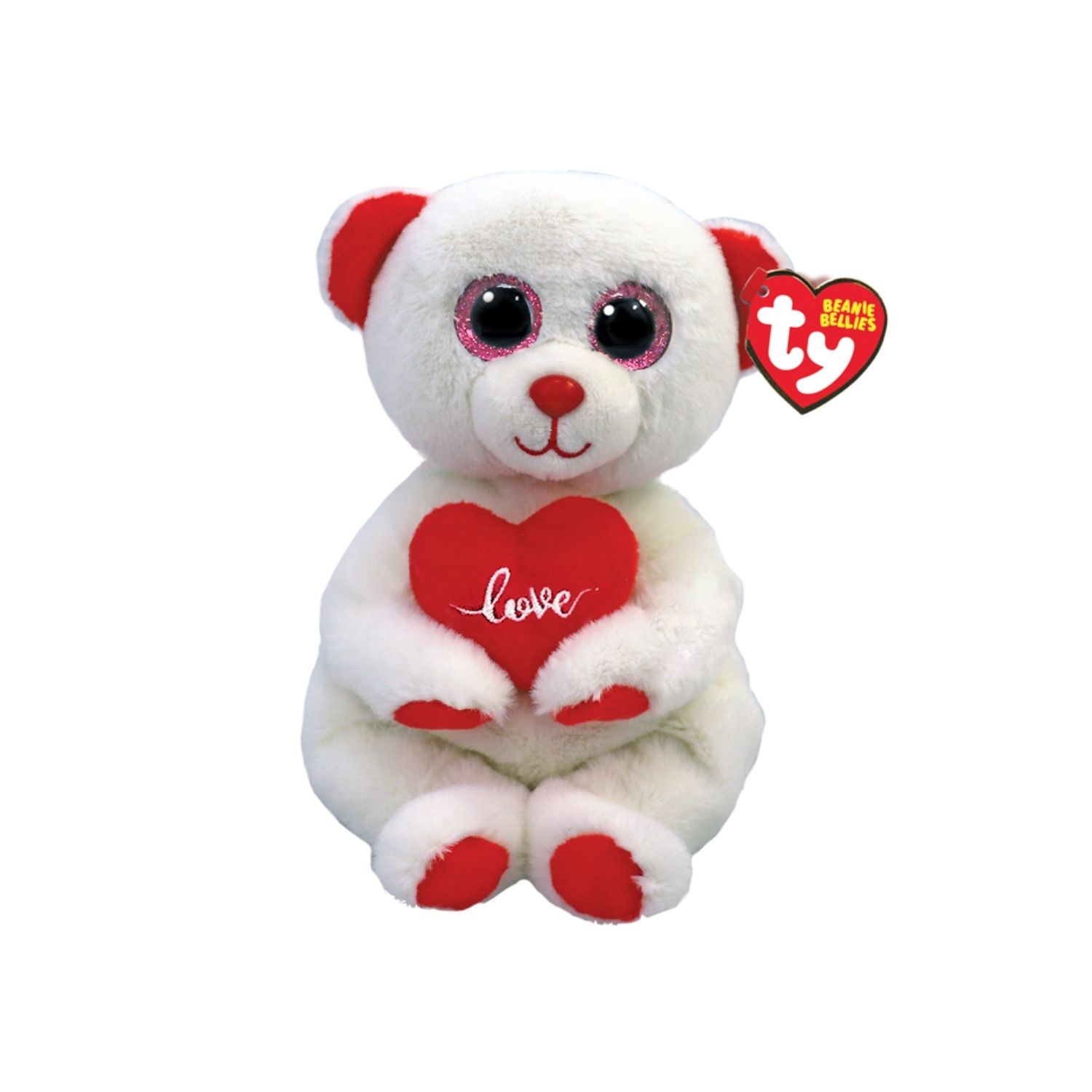Peluche Ty Beanie Bellies Desi Oso Blanco Corazón Regular
