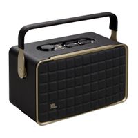 Parlante Bluetooth portátil JBL Authentics 300, diseño retro, 100W, hasta 8 horas, Wi-Fi, asistente de voz, control por app JBL One, negro