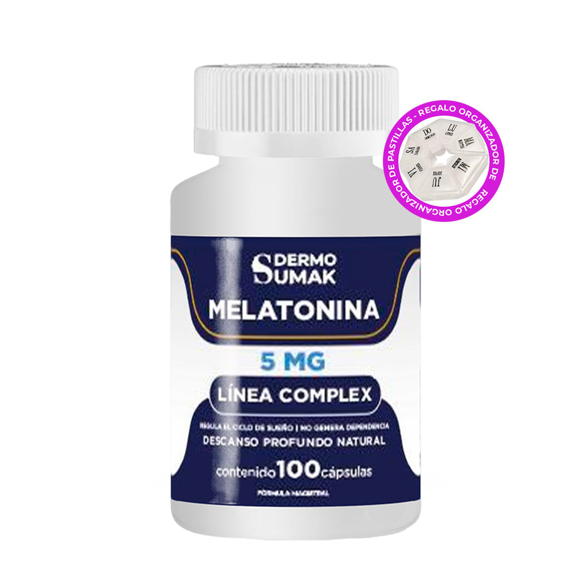 Melatonina Complex 5Mg 100 Cap Dermo Sumak + Regalo Pastillero
