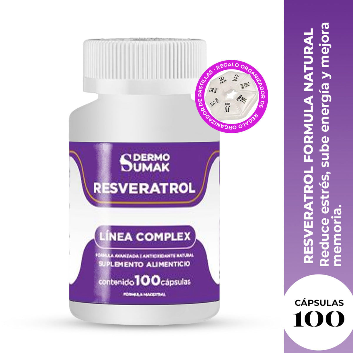 Resveratrol Complex 400Mg 100 Cap Dermo Sumak + Pastillero