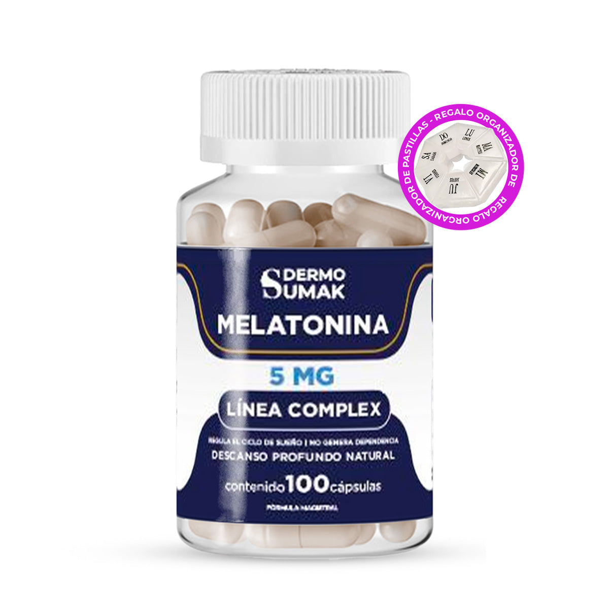 Melatonina 5Mg 100 Cap Dermo Sumak + Regalo Pastillero