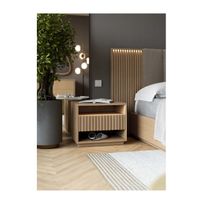 Velador Minimalista Maggy color Duna 1 cajón Ranurado TU MESITA