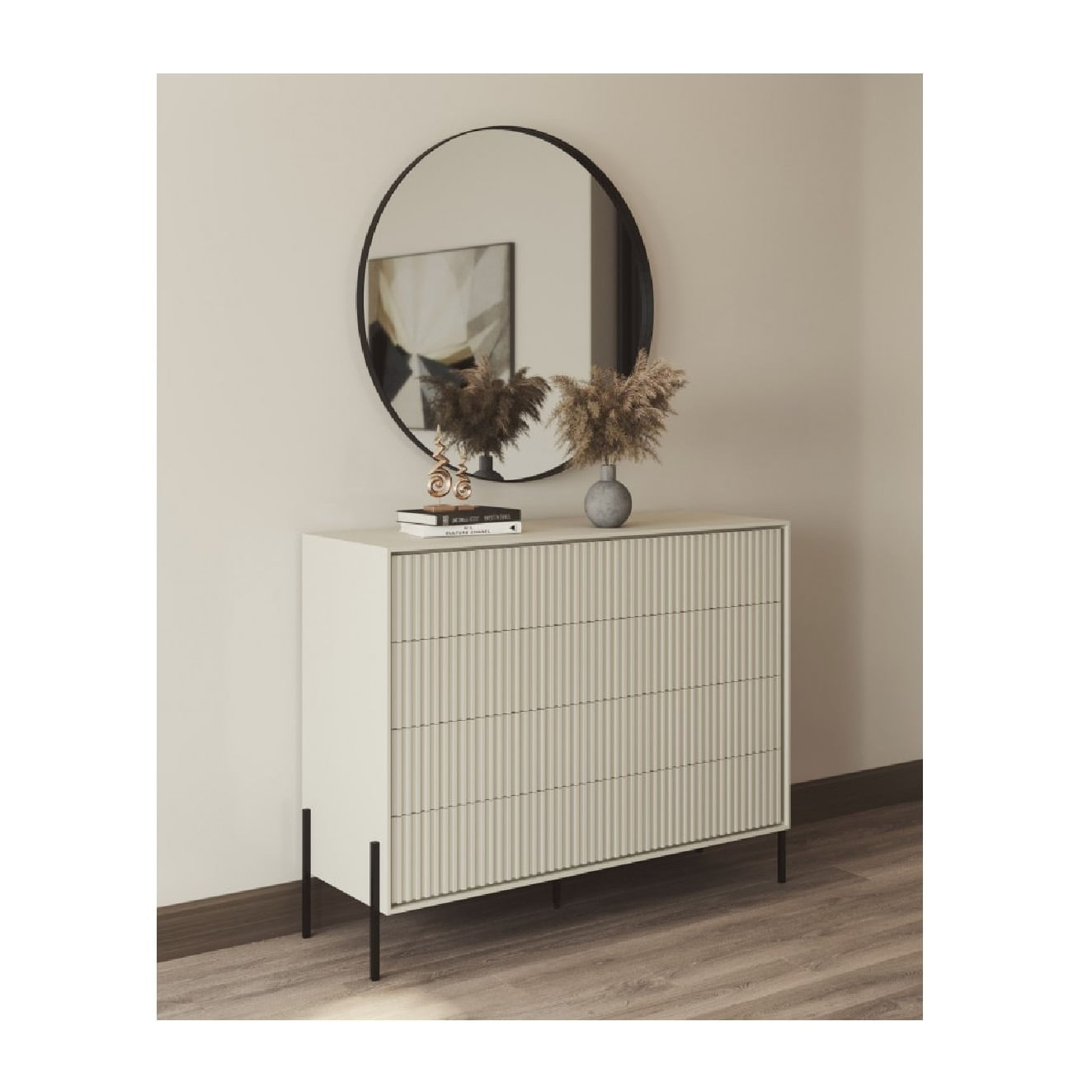 Cómoda Nórdica Sahara color Blanco 4 cajones TU MESITA