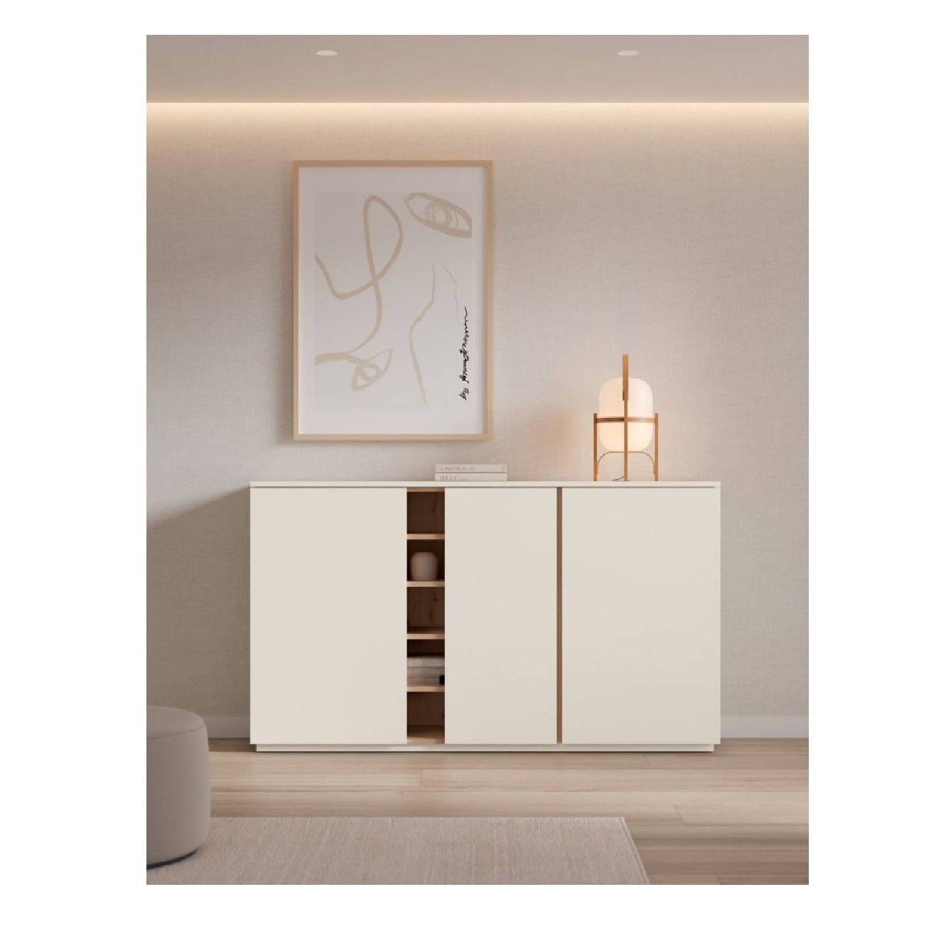 Aparador Moderno Ashley color Blanco 3 puertas TU MESITA
