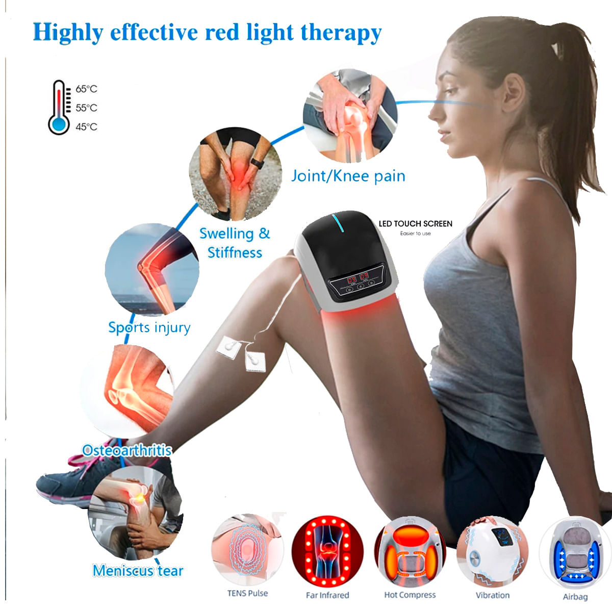 Masajeador PORTATIL de rodilla con pantalla LCD INFRAROJO
