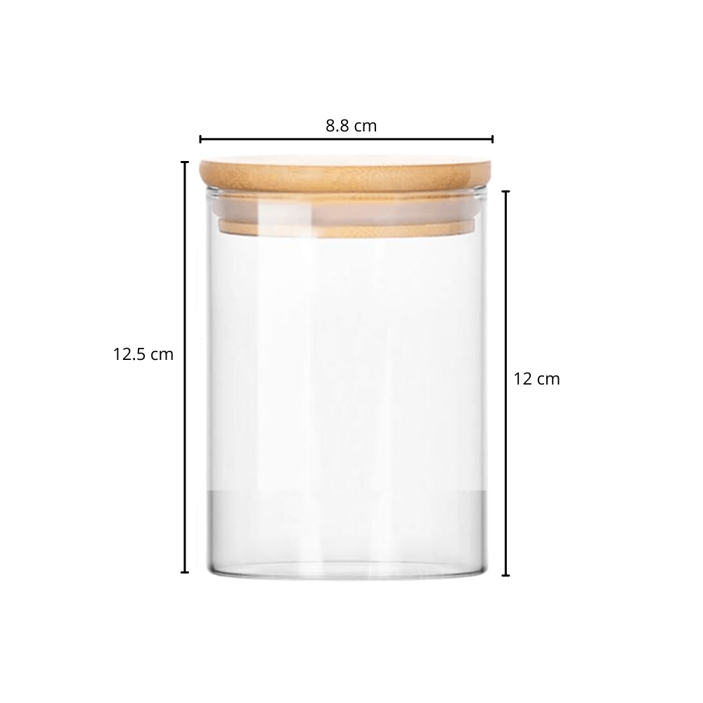 Frasco de Vidrio Borosilicato con Tapa de Bambú 550 ml