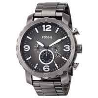 Reloj Fossil Nate JR1437 Fecha Cronometro Acero Inoxidable Gris Gunmetal