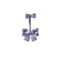 Piercing para ombligo lazo plateado y rosado