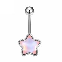 Piercing para ombligo estrella plateada con cristal multicolor