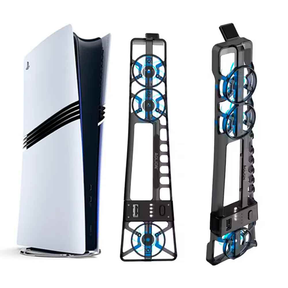 Cooler para PS5 Pro, Slim con Lector y Digital con Puerto USB, 3 velocidades, luces, ao
