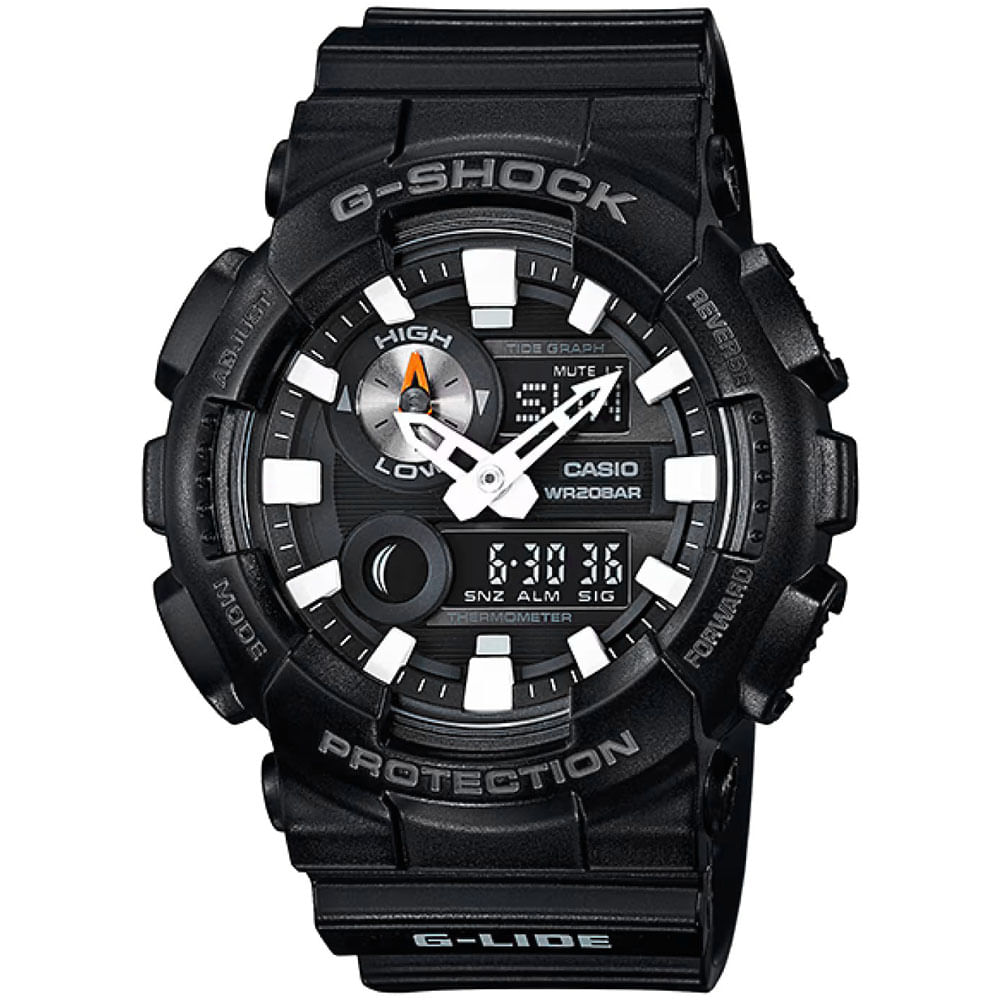 Reloj Casio G-Shock G-Lide GAX100B-1A Digital Analógico Luz De Fondo Termómetro Grafico Lunar y Mare
