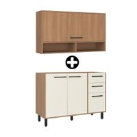 COMBO Cocina Casa Mia: Modulo Bajo Havana 3 Puertas 2 Cajones MDP 120cm + Modulo Aereo Havana Basculante MDP 120cm
