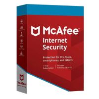 Antivirus McAfee Internet Security, licencia digital, 3 dispositivos, 1 año, protección esencial Windows/macOS/Android